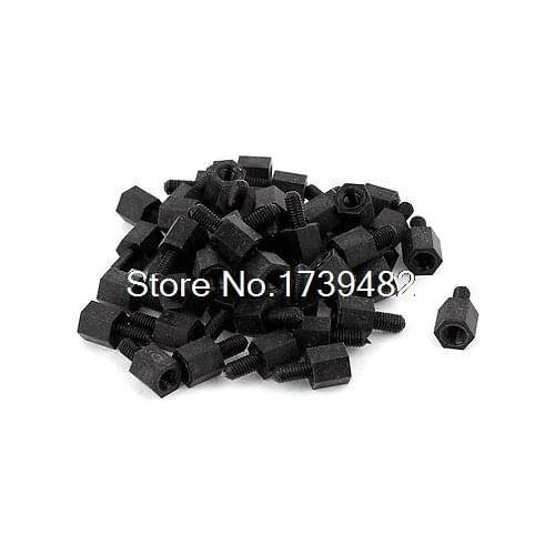 PCB Board Nylon Insulated Hex Nut Hexagonal Thread Spacer M3x6mmx6mm 50pcs