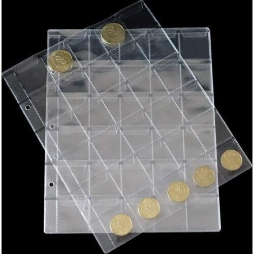 30pcs New 20/30/42 pockets Plastic Album Page For Coin Holders Storage Collection Money Album Case