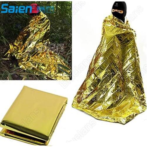 Camping Portable Emergency Blanket First Aid Survival Rescue Curtain Tent Tools Outdoor Hiking Kits Silver Golden 210*130cm 50g