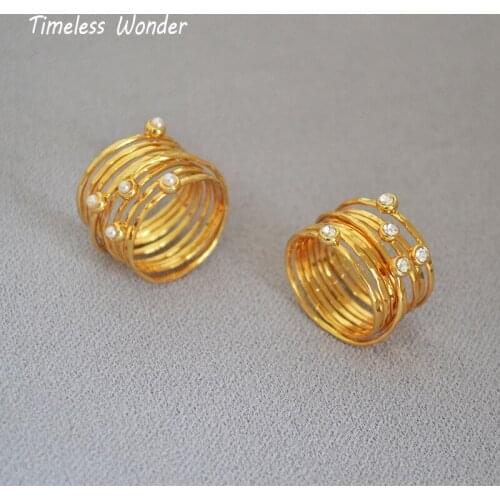 Timeless Wonder Stunning Geo Zirconia Pearl Stackable Rings Women Jewelry Punk Ins Designer Party Top Trendy Goth Korean 1422