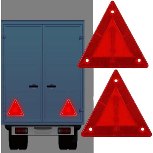 2pcs 135mm Car Reflective Sticker Safety Triangle Warning Sign Red Reflective Notice Board Truck Tail Light Parking Warning Sign