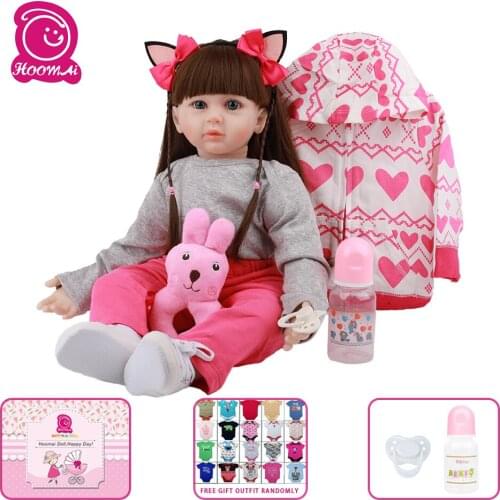 Hoomai Lovely Newborn Baby 24 '' Silicone Doll Lifelike Bebe Reborn Dolls For Children Birthday Gift princess peach toy
