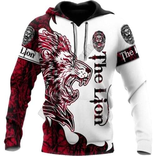 Red Lion Tattoo 3D printed Hoodies sweatshirts Men Women Fashion Hooded Long Sleeve streetwear Funny Animal Pullover 02