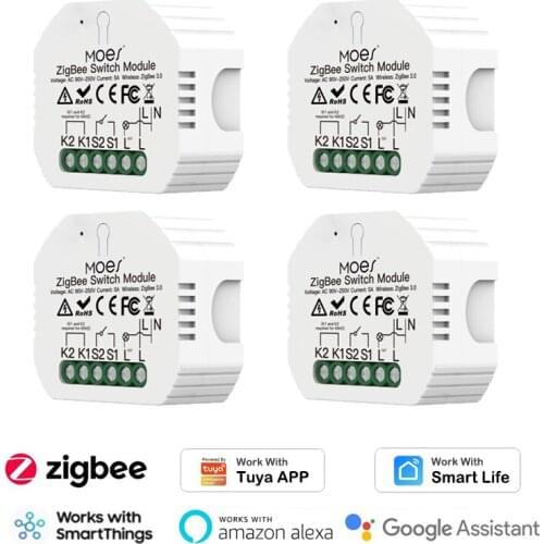 Tuya ZigBee 3.0 Smart Light Switch No Neutral Wire Single Fire Smartlife Control Timer Work with Alexa Google Home SmartThings