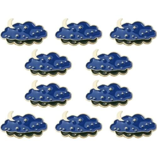 10Pcs Cartoon Shirt Brooch Vintage Moon Star Clouds Enamel Pins Adventure Camping Badges For Women Shirts Lapel Pin Jewelry Gift