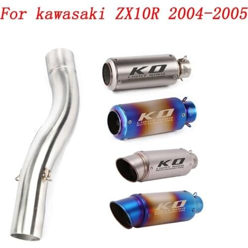 Escape Motorcycle Exhaust Mid Link Pipe And 51mm Muffler Stainless Steel Exhaust System For Kawasaki ZX10R 2004-2005