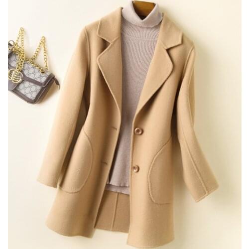 High Quality Double-Sided Wool Coat Medium Length 2021 Autumn Winter New Womens Woollen Coat Cashmere Woollen Cloth New s1107