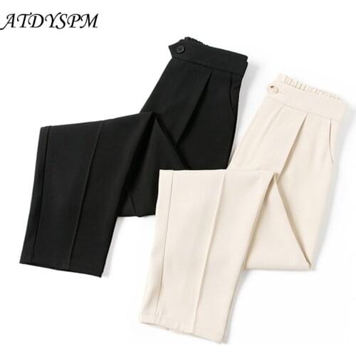 ATDYSPM Vintage High Waist Straight Pants For Women Loose Female Suit Trousers Ankle-Length Ladies Streetwear Clothes 2021