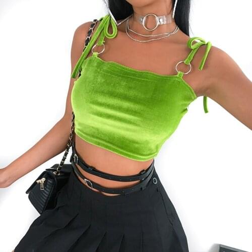2019 arrival Summer Women Sling Tank Tops Solid Strap Lace-up Crop Tops Sleeveless Slim Ladies Clothing Midriff-baring Tops