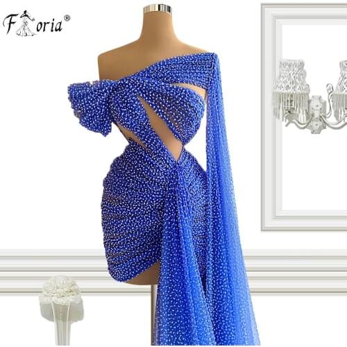 Pretty Sheer Full Pearls Cocktail Dresses Dot Pleats Skirt Beading Short Prom Dress Party Robes De Cocktail Vestido de Novia