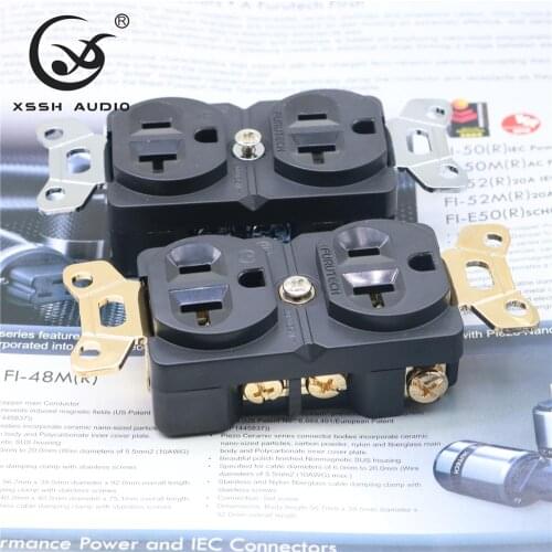 1pcs 2pcs XSSH Audio Pure Copper Plated Gold Rhodium 20amp 20A 125V America Standard US Power Socket Electric Outlet