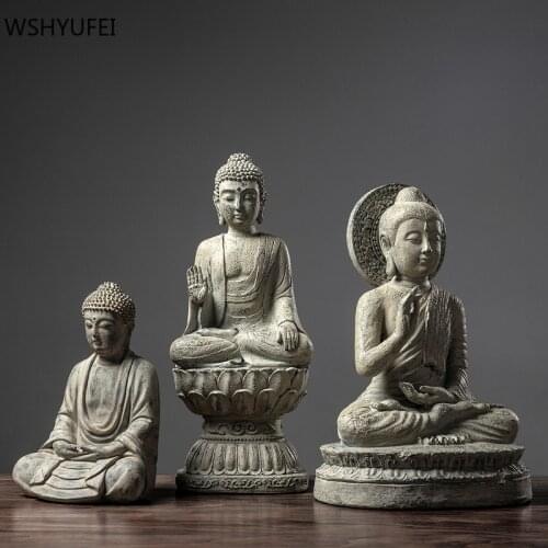 1 pc Chinese Style Buddhism Tathagata Buddha Statue Resin Home Decoration Porch Living Room Desktop Ornaments Gift Crafts