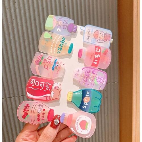 1Pc Cute Cartoon Bottle Hairpin Milk Tea Drink Bottle Hair Clip Children Girls Women Creative Barrettes Hair Accessories