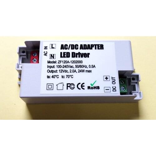 10pcs 12V 2A 24W LED Driver AC/DC adapter transformer For LED Strip RGB ceiling Light bulb Switch Power Supply Input 100-240V