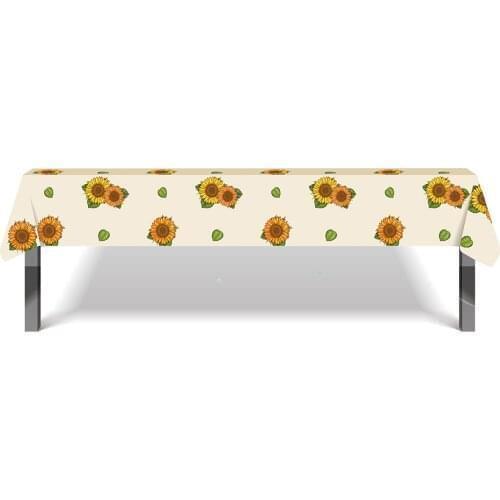 130*220cm Yellow Sunflower Happy Birthday Tablecloth Disposable Tablecover Party Decorations Baby Shower Kids Party Favors