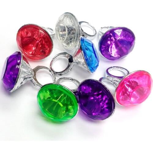 24 Plastic colorful DIAMOND Girl Rings Toy Princess Birthday Party Favor Wedding Pinata Bag Filler Loot Gag Prize CHRISTMAS XMAS