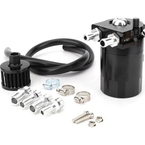 300ml Universal Aluminum Engine Baffled Oil Catch Can Coolant Overflow Tank Reservoir Air Filter Kit Front Ports