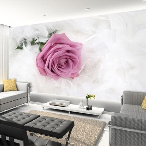 8d papel de parede 3d wallpaper murals Rose Flower&Feather 3d Wall Photo Murals wall paper 3d Wall Murals Home Decor