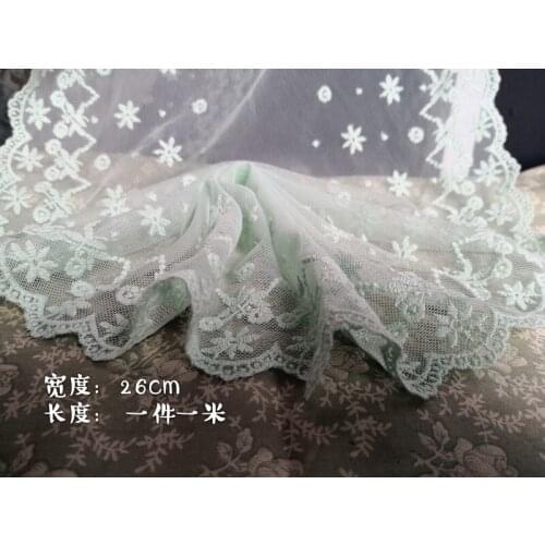 26cm Wide Light Green Embroidered Lace Fabrics Clothing Lace Trim Bilateral Symmetrical Wide Lace Sewing Accessories DIY Craft