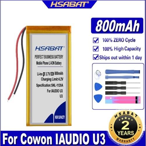 HSABAT U3 800mAh Battery for IAUDIO U3 COWON U3 Batteries