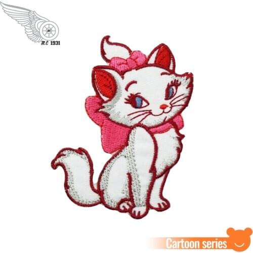 The Aristocats Marie Cat Cartoons Movie Patches Free Shipping DIY Customized Design White trill fabric Iron on Patch for Childs