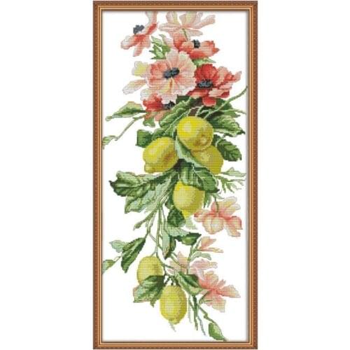 Countless Rich Fruits Cross Stitch Flowers Patterns 14CT 11CT Counted Printed Fabric DIY Handmade Embroidery Kit Needlework Sets