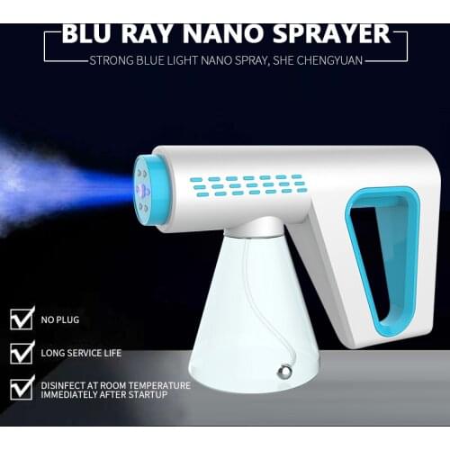 Wireless Blue Light Nano Spray Gun Portable Type-C Rechargeable Steam Atomizer Spray Gun Disinfection Sprayer Gun Home Office