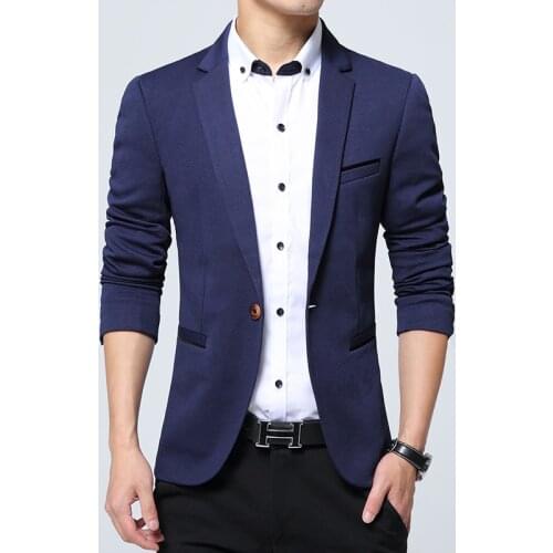 5XL-M Korean Mens Blazer New Autumn Fashion Casual Suit Jackets One Button Slim Fit Men Suit Terno Masculino Blazers 5 Colors