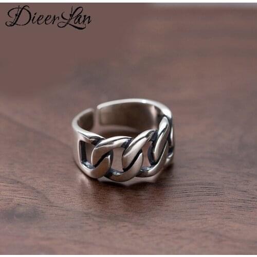 Bohemian Vintage 925 Sterling Silver Hollow Chains Rings For Women Gifts Girls Open Retro Antique Rings Wedding Jewelry