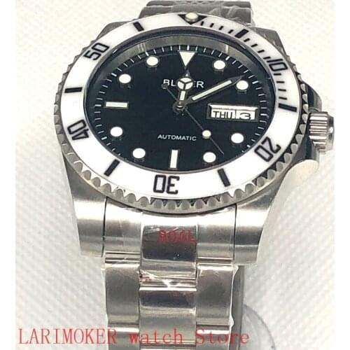 Mens sports and leisure waterproof mens 904L stainless steel strap bracelet watch mh36 mechanical clock white bezel black dial