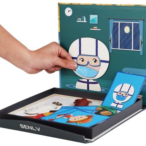 DIY Toys Wooden Magnetic Puzzle Face Emotion Change Puzzle Toys Gift For Kids Early Education Gift Toys