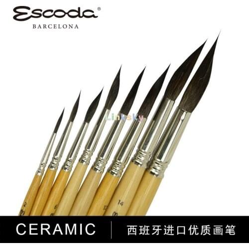 Escoda CERAMIC Series 5707 Artist Watercolor & Acrylic Brush,Squirrel I Round | Angular | Shiny Varnished| Short Handle