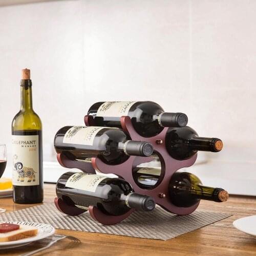 European Wooden Red Wine Rack 6 Bottles Holder Mount Bar Display Shelf Creative Solid Wood Wine Bottle Holder Home Decoration