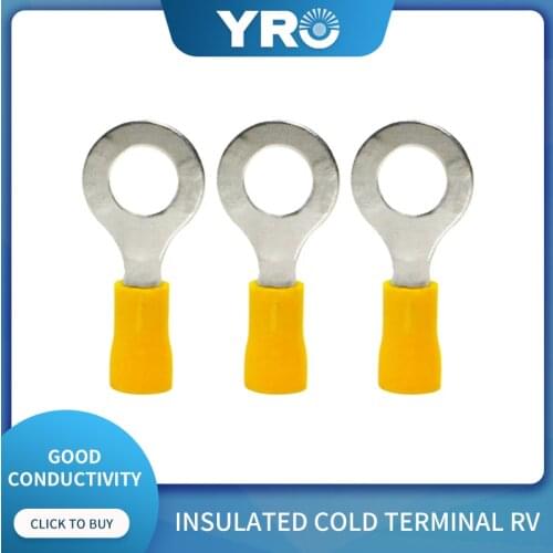 European style RV3.5-6 round cold-pressed terminal, pre-insulated copper nose, RVO type crimping lug lug 500PCS