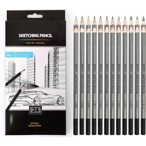 24 Drawing Pencils Set, Art Sketching Pencils 14B, 12B, 10B, 9B, 8B, 7B, 6B, 5B,H-9H, Graphite Pencils for Adults & Kid Artists