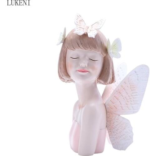 Short Hair Butterfly Girl Resin Crafts Light Luxury Creative Home Furnishing Living Room Character Decoration Customization
