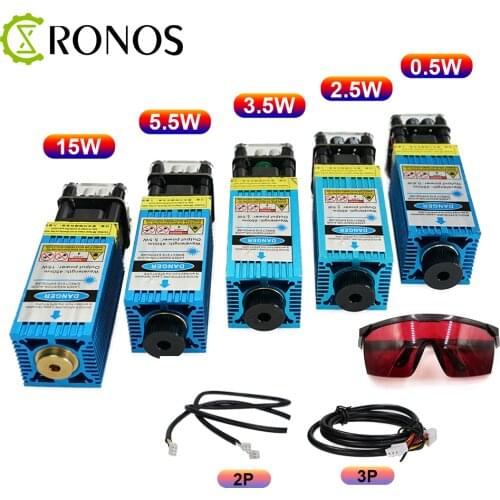 Laser module 2.5W/3.5W.5.5W 450nm 33mm Adjust Focus Blue Laser Engraving And Cutting TTL/PWM Control Laser Tube Diode+Glasses