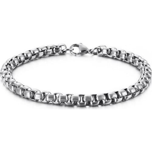 Lot 5pcs in bulk on sale silver tone stainless steel square Rolo Link chain bracelet bangle 3mm/4mm/6mm 8.5inch Fashion women me