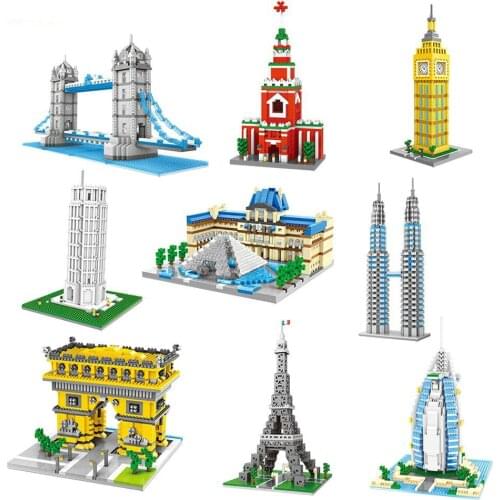 World Famous City Mini Building Blocks Architecture Model Educational Mini Bricks Compatible with Brands Toys for Children Gifts