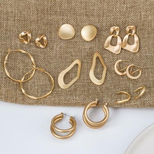 Fashion Statement Vintage Gold Twisted Hanging Earring 2020 Simple Geometric Matte Drop Earrings for Women Wedding Jewelry