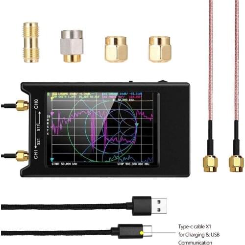 Nano VNA-H4 4" 4 INCH LCD 50KHz~1.5GHz VNA HF VHF UHF UV Vector Network Analyzer with SMA RF cable Type-C Data Cable
