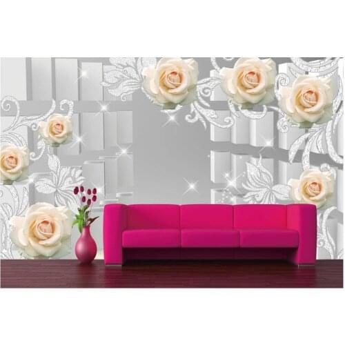 Wall mural photo wallpaper Rose pattern 3D block space wallpaper bathroom Home Decoration wall 3d wallpaper