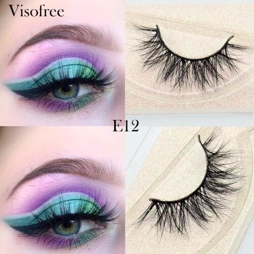 Visofree Mink Eyelashes Soft Natural Long Cross Fake Eye Lashes Handmade Thick False Eyelashes Extension Beauty Makeup Tools E12