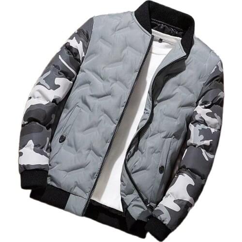 New Autumn Winter Men Jackets Fashion Camouflage Sleeves Thick Warm Bomber Coats Down Cotton Outerwear Casual Parkas Clothing