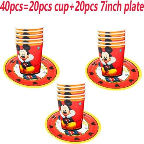 Disney Red Mickey Mouse Cartoons Disposable Tableware Theme Birthday Party Decor Paper Cup Plate Napkins Baby Shower Kids Favors