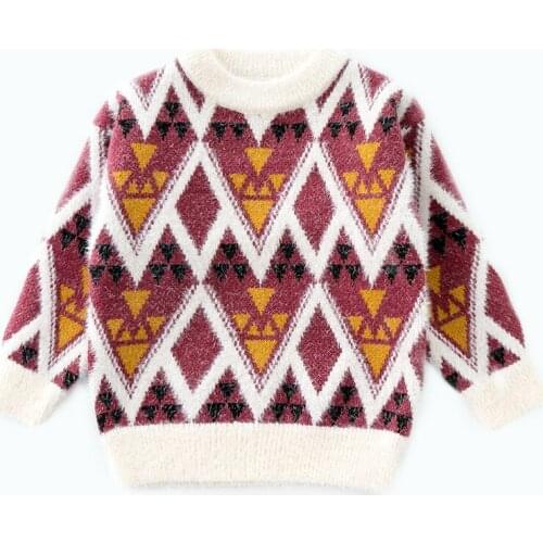 Boy autumn and winter warm sweater Boy soft and comfortable plaid pullover Boy fashion wild sweater Boy sweater