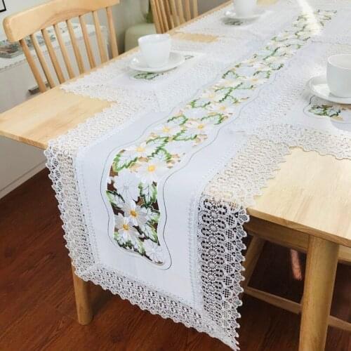 Easter Lace Little Daisy Tablecloth Coffee Table Tablecloth European Table Runner Pillow Cushion lace tablecloth embroidered ta