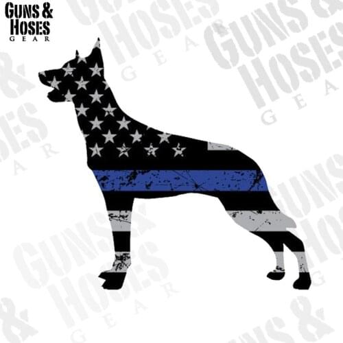 Police K-9 Sticker Decal (Belgian Malinois) American Flag Custom Pattern Past Laptop,Carwindow, Motorcycles, Bicycles, Bumper