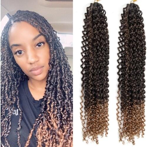 Full Star 18'' Passion Twist Crochet Hair for Butterfly Locs Ombre Black Water Wave Synthetic Hair Flat Twist Pre-Loop DIY