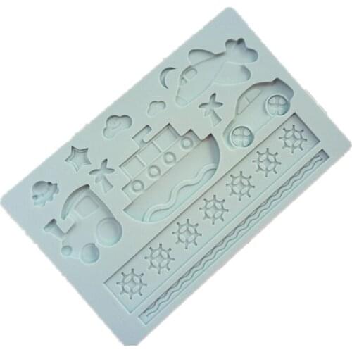 Fondant Tool Transportation Car Ship Airplane Shape Baking Mold Silicone Embossing Die Sugar Arts Flower D913